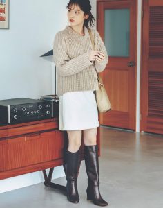 今日のコーデ ロングブーツが今アツい ミニスカで作るガーリーコーデ Cancam Jp キャンキャン
