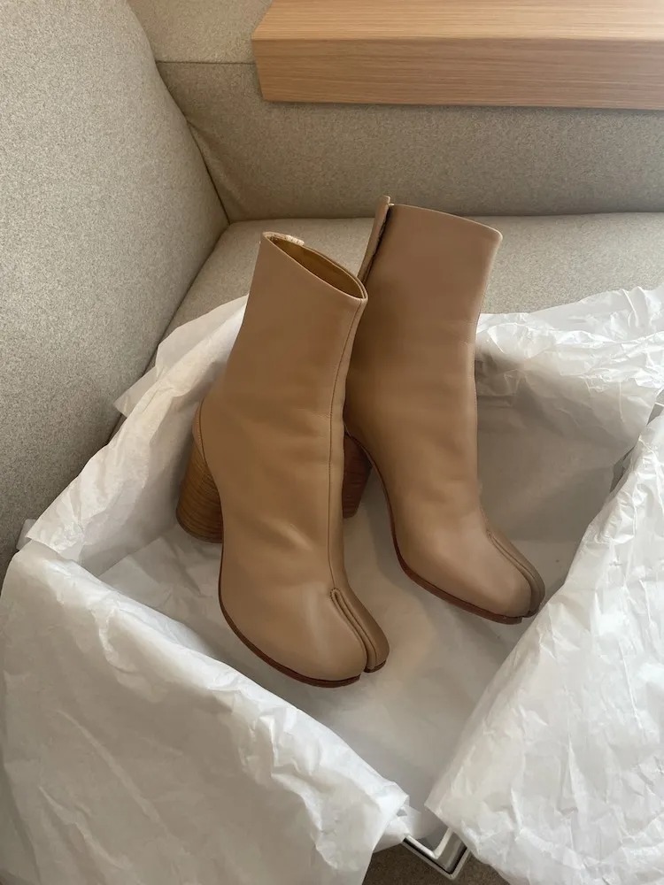 217cmヒールマルジェラ beige vintage 足袋ブーツ tabi size36.5 - ブーツ