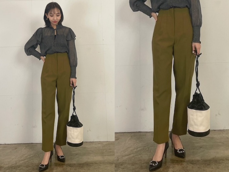 ZARA ザラ ハイウエストパンツ XS ペールブルー 美シルエット