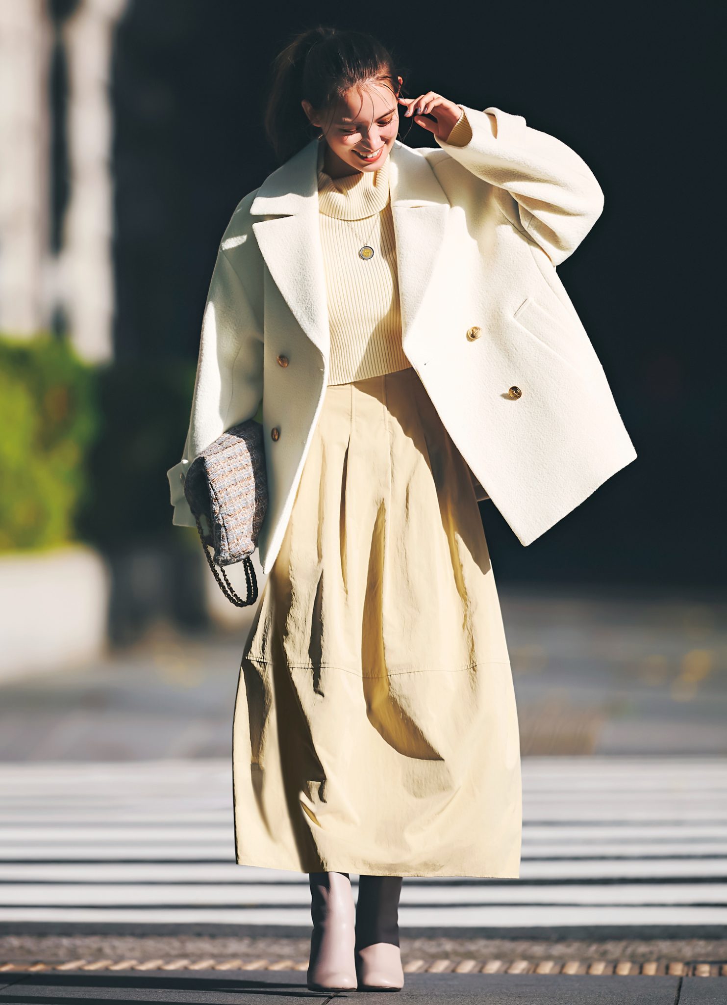Cherie Mona リボン トレンチコート 白 女性 冬服 春服 かわいい