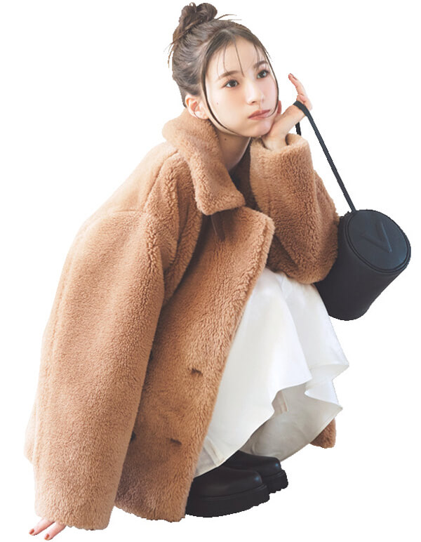 着心地もビジュもハナマル！ もこもこアウター『ファー＆ボアアウターは、圧倒的なブラウン人気。テディベアみたいなかわいさで防寒対策もばっちり。お好みの丈・色・質感の1枚をどうぞ♡』
