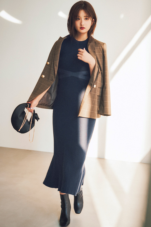 Rirandture ぽわん袖ニット付きイイ女っぽワンピ『かぶりもはおりもOKな短丈ニットがマルチに活躍♪』