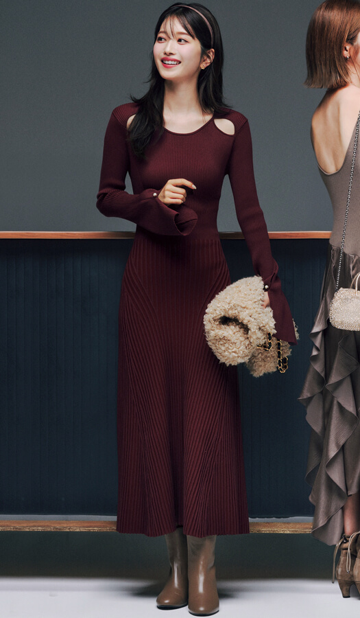 冬の肌見せはドキッと感2倍♡『ギャップモテ肌見せワンピ』