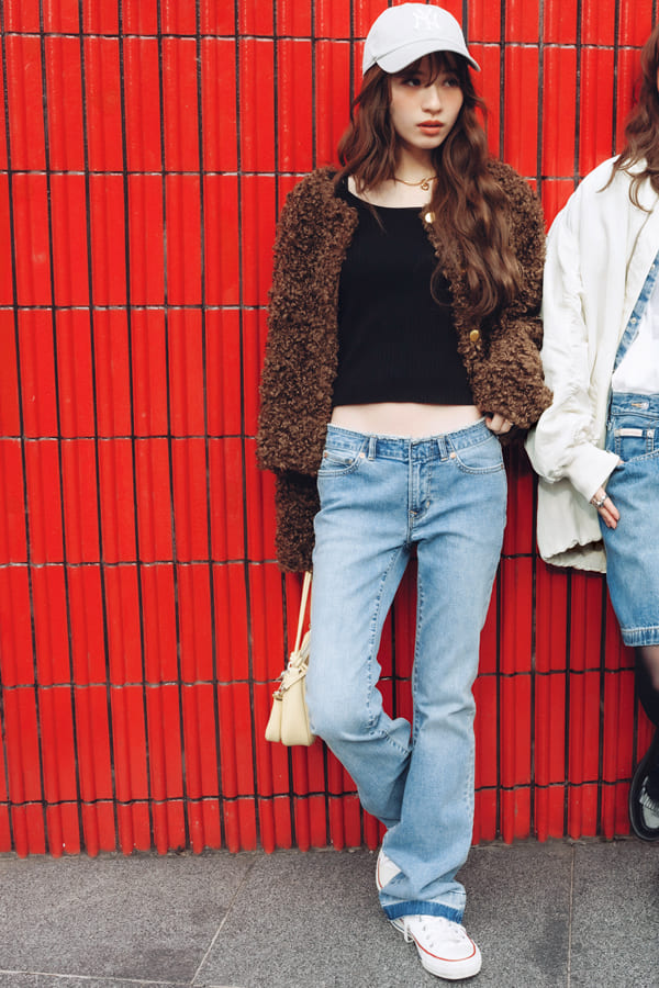 平成気分なローライズデニムで懐かしかわいいリンクコーデ