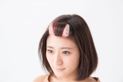 ■太めのカーラーとコテで巻いてメリハリスタイル