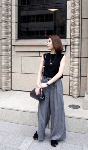 パンツ,コーデ,ファッション,トレンド, ノースリーブ, ワイドパンツ, トレンド