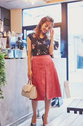 堀田茜, スカート, コーディネート, コーデュロイ, 台形, 秋, ファッション, コーデ, 
