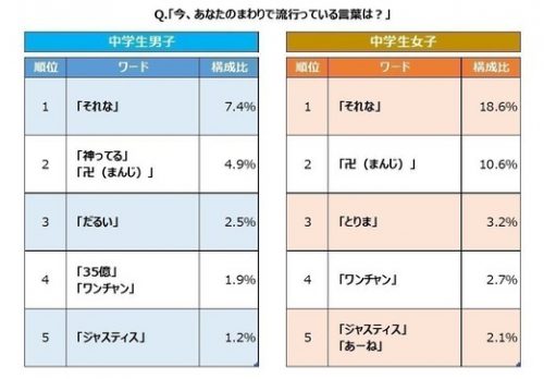 中学生,流行語,2017,10代,ランキング