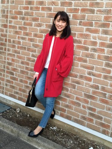 CanCam it girl,小湊愛巳,赤,コート,ファッション