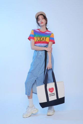 3CE MAISON KITSUNE CANVAS TOTE BAG
