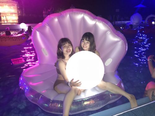 ナイトプール、シェルフロート、LEDライト