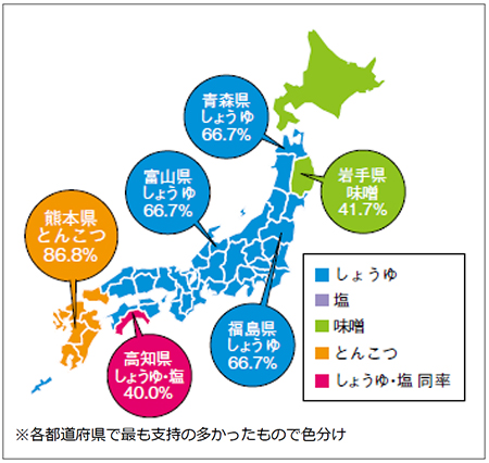 都道府県別なじみのあるラーメンの味