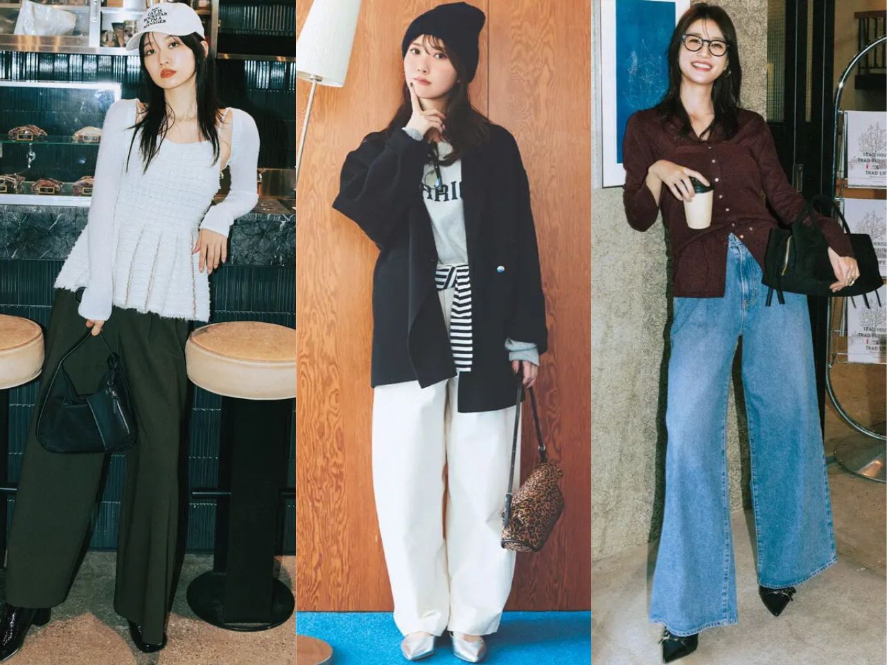 ワイドパンツレディースコーデ