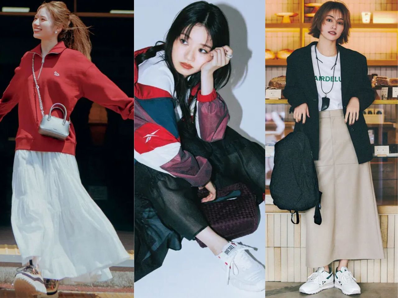 ロングスカート×スニーカー