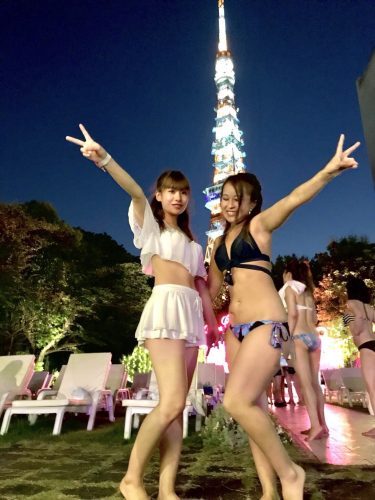 プール、ナイトプール、水着、水着スナップ、ビキニ、オフショル、デザイン