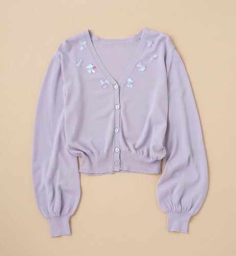 RENAI KEIKAKUのスパンコール刺繍付きカーデ