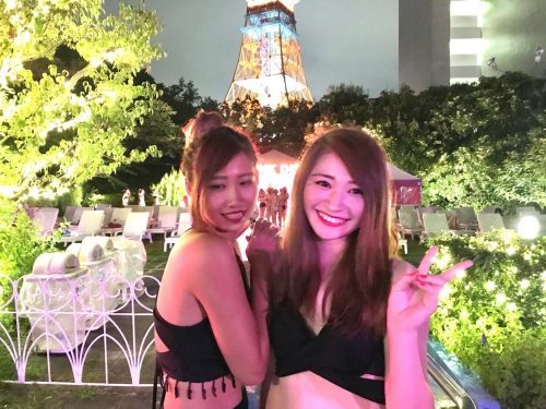 プール、ナイトプール、水着、水着スナップ、ビキニ、色っぽ、栗ビキニ