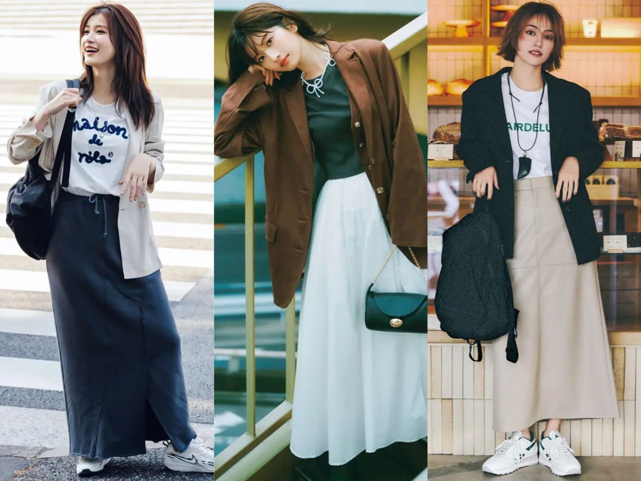 Tシャツ×ジャケットレディースコーデ