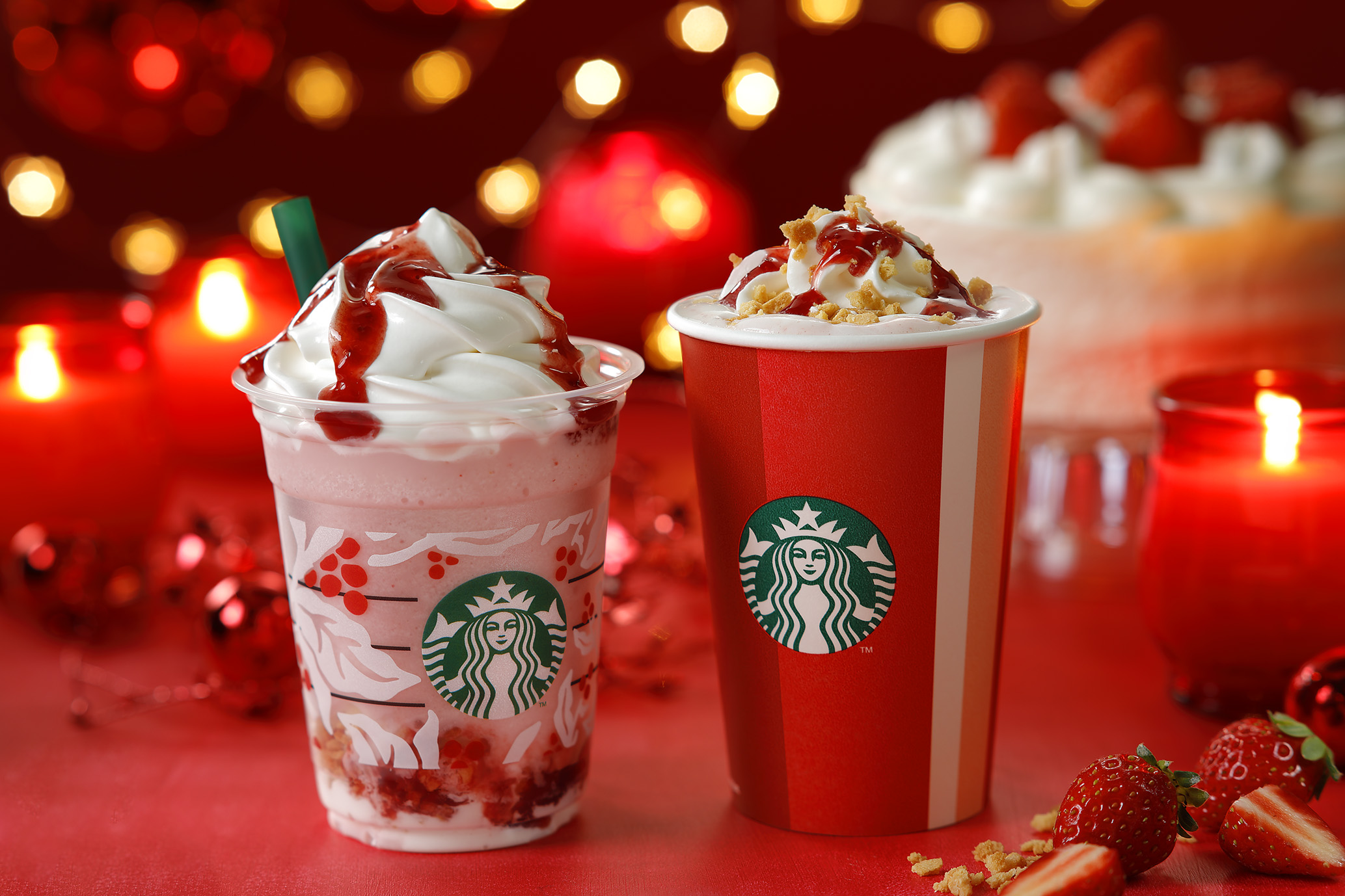 クリスマス ストロベリー ケーキ ミルク/フラペチーノ