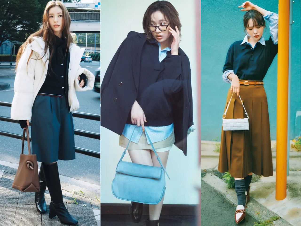 ネイビーニットコーデ