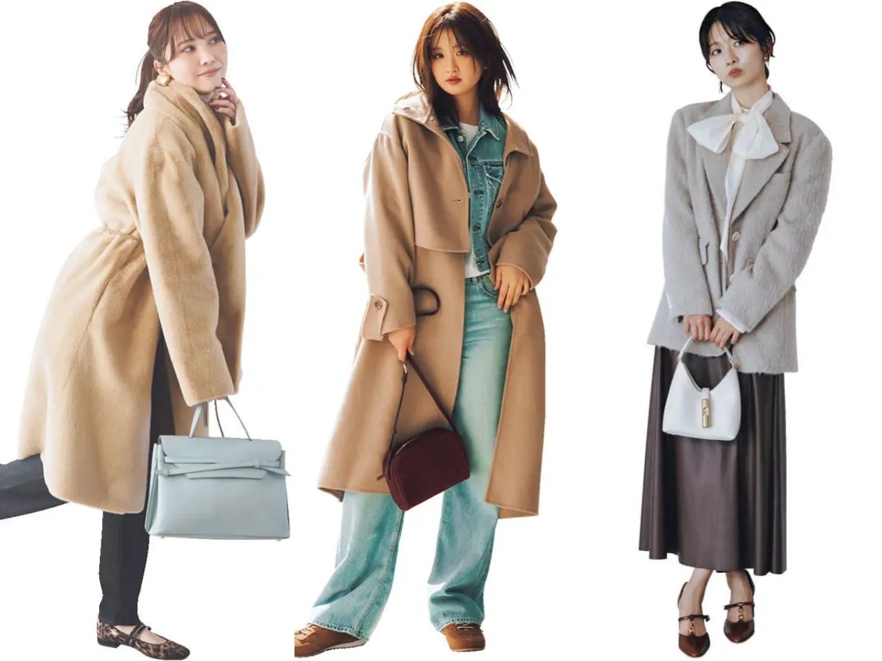 ベージュコートのレディースコーデ