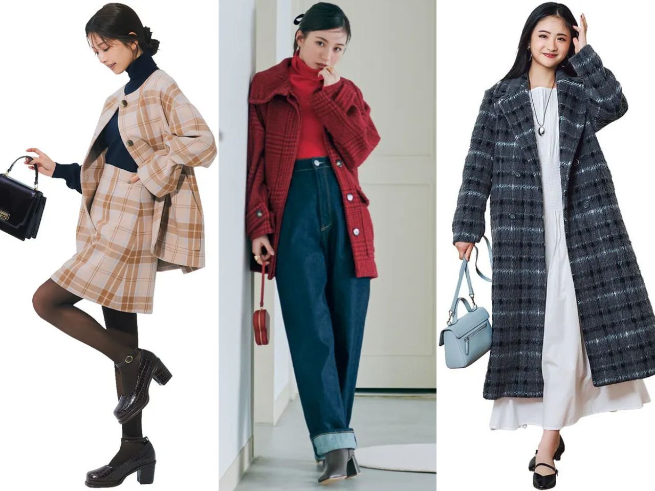 レディースチェックコートコーデ