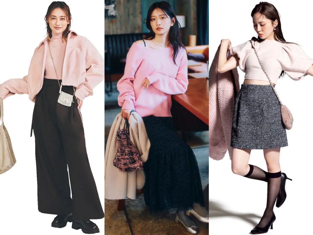 ピンク×黒コーデ