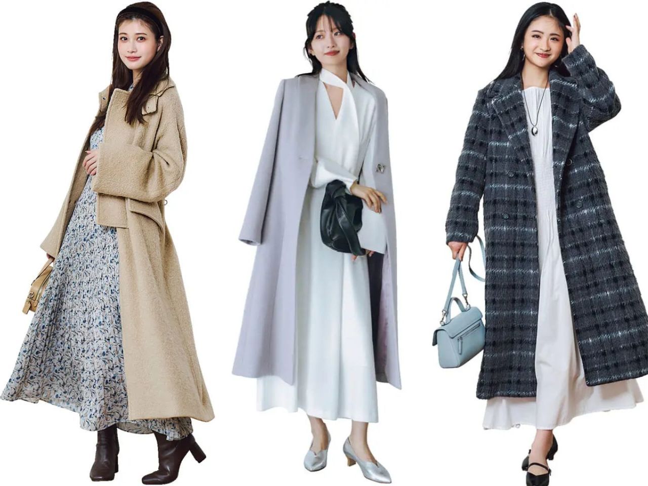 白ワンピース秋冬コーデ