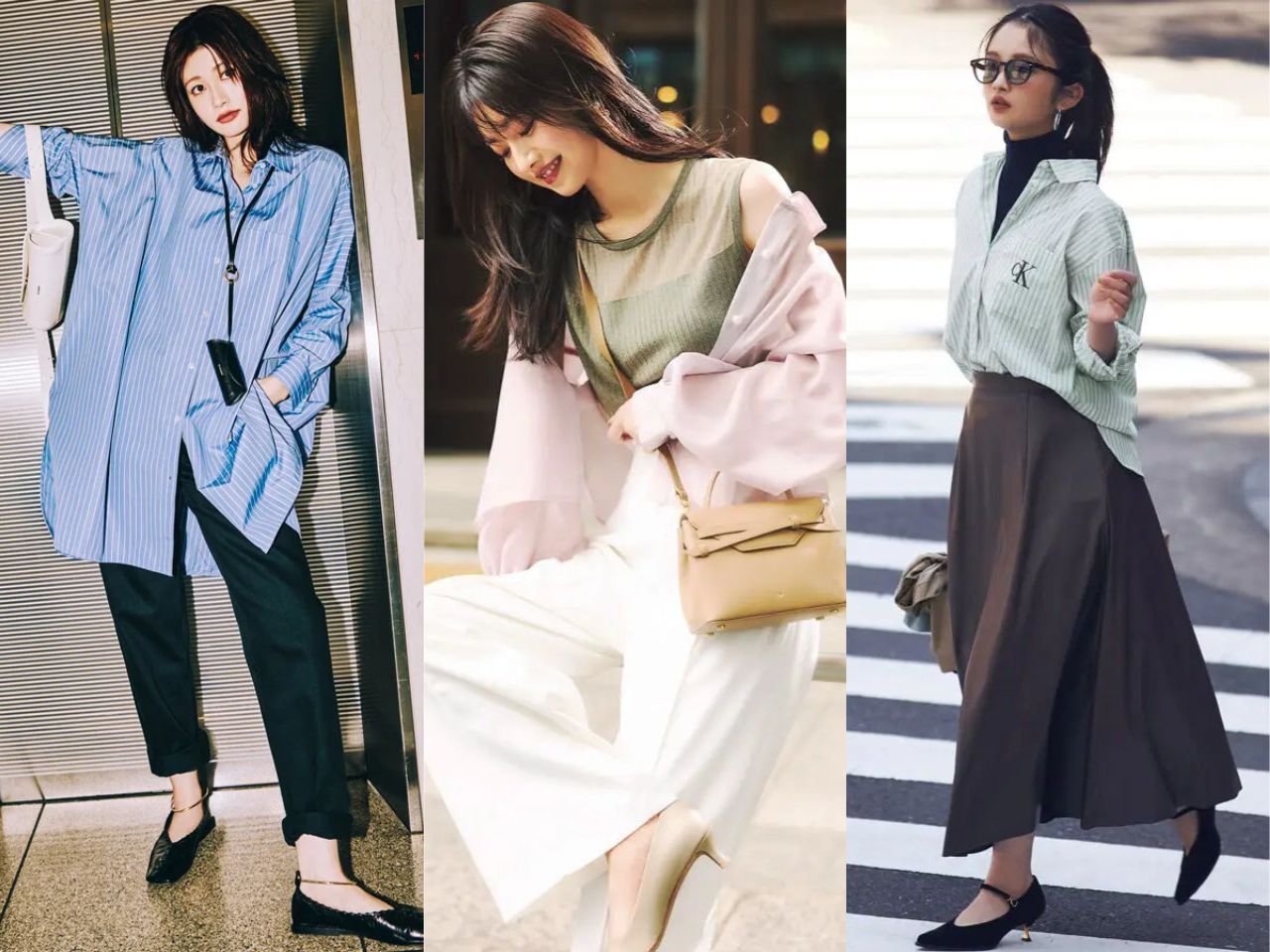 ビッグシャツレディースコーデ