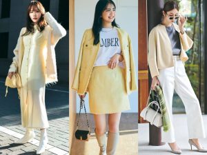 ノーカラージャケット　春アウター　イエローコーデ　綺麗め　大人可愛い 黄色コーデ43選】トレンド色「フレッシュイエロー」の合わせ方