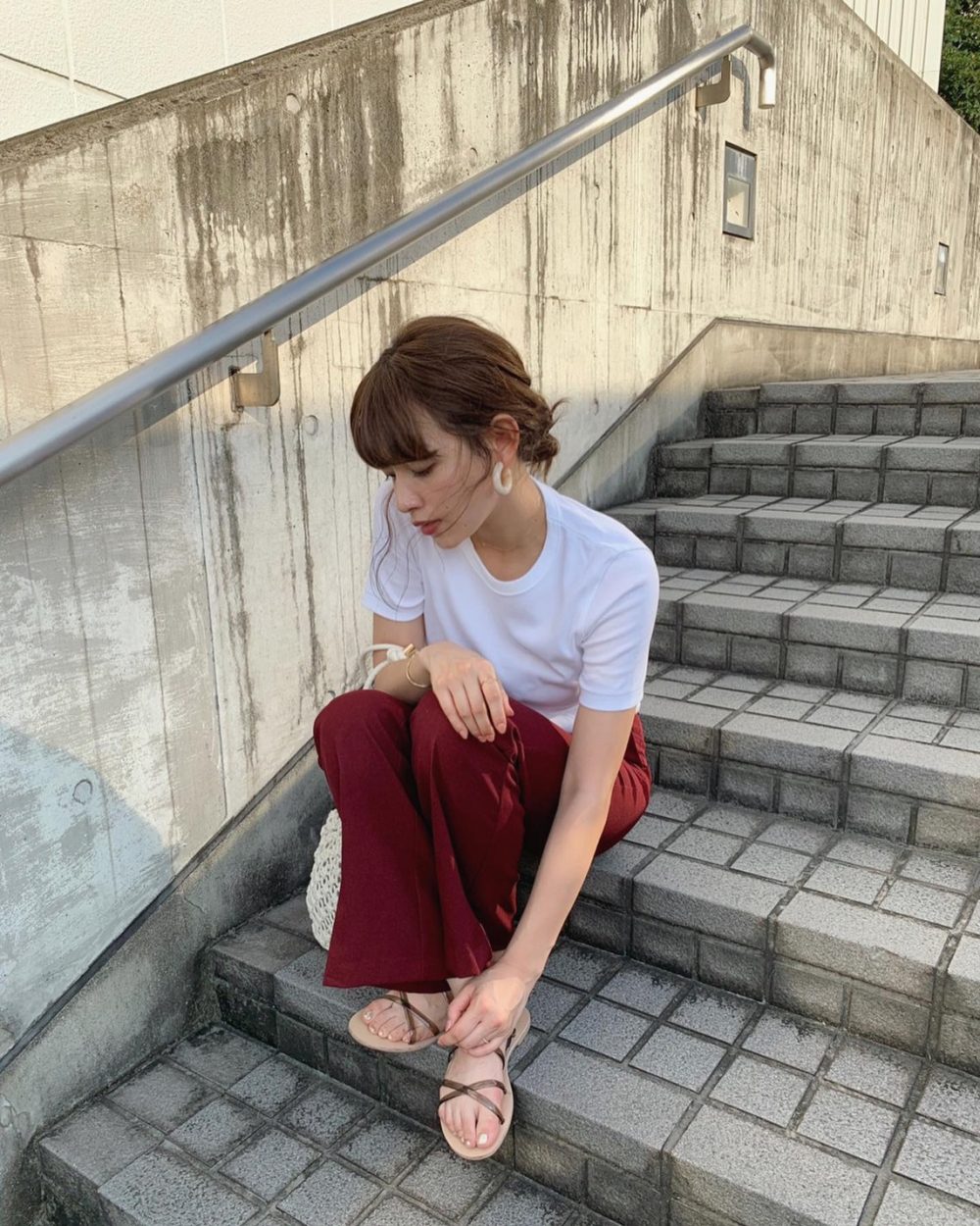 GU ジーユー　セミフレアパンツ　新作　コーデ　CanCam it girl　前坂美結