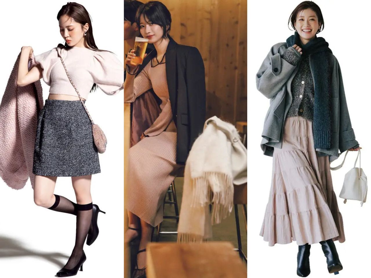 ピンクベージュコーデ