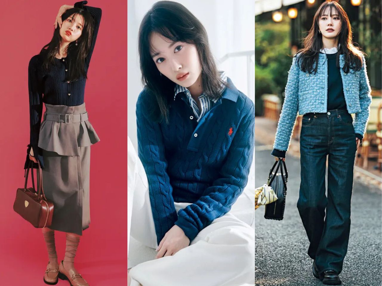 ネイビートップスのレディースコーデ