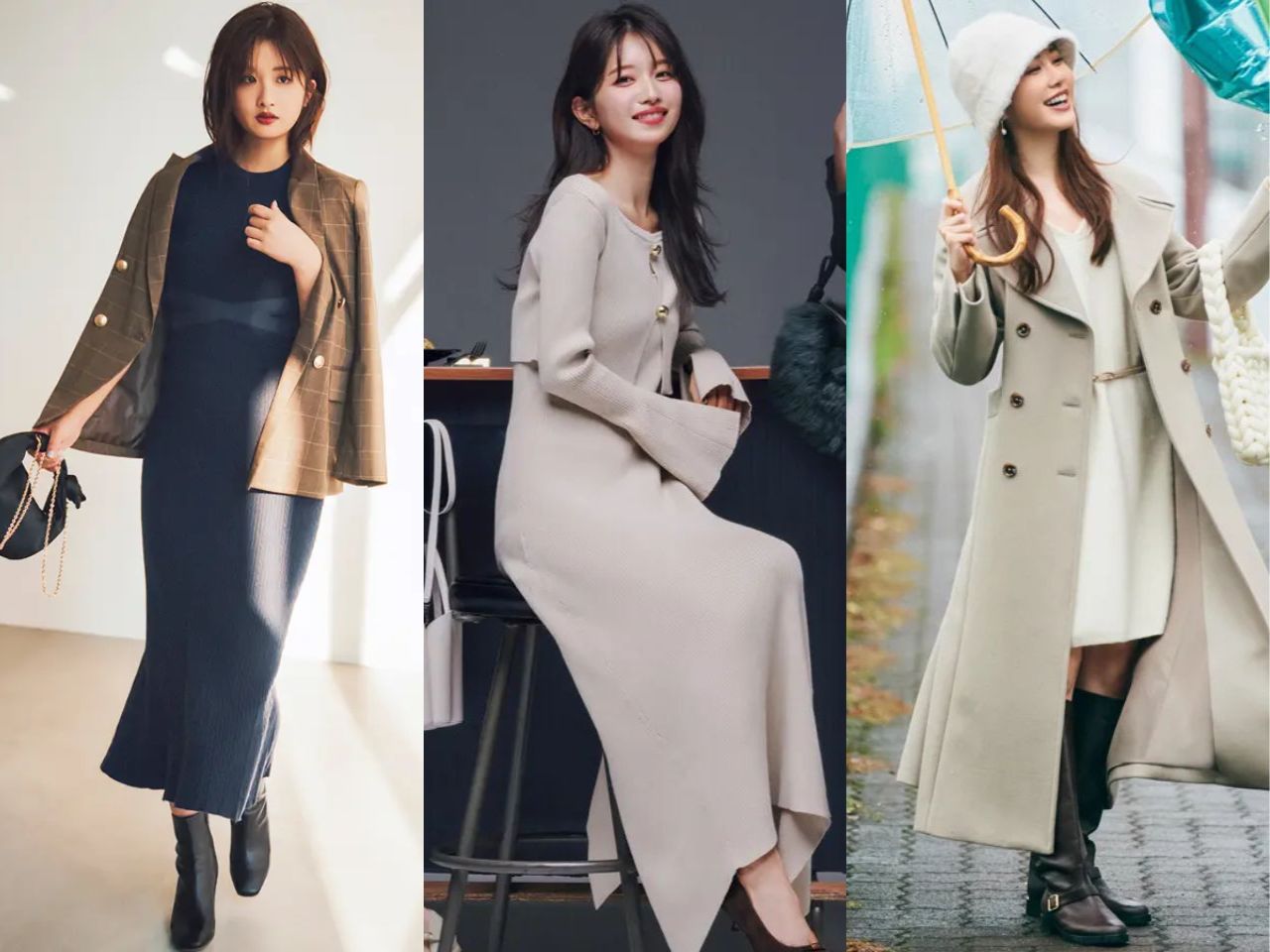 ニットワンピースコーデ