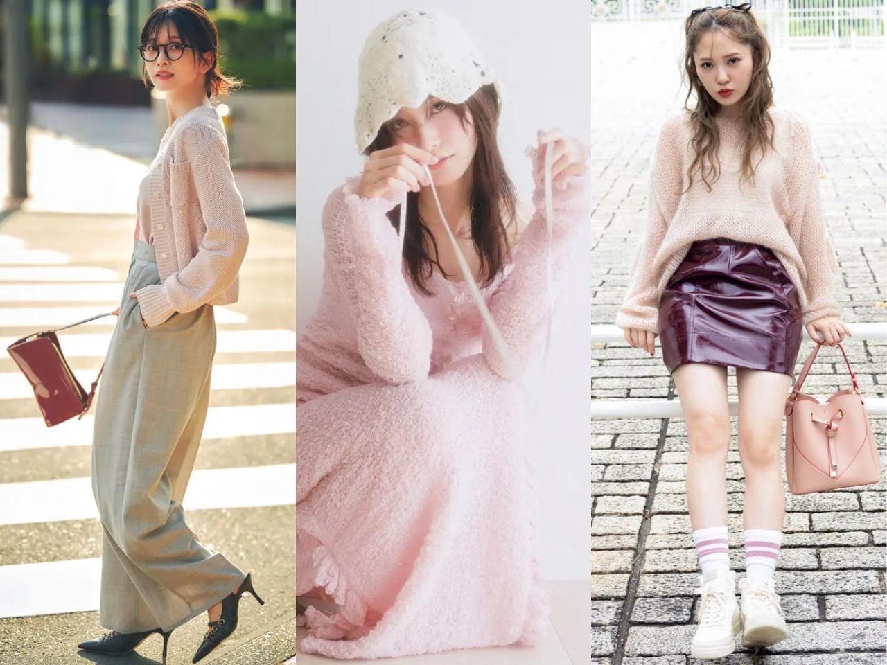 ピンクニットコーデ