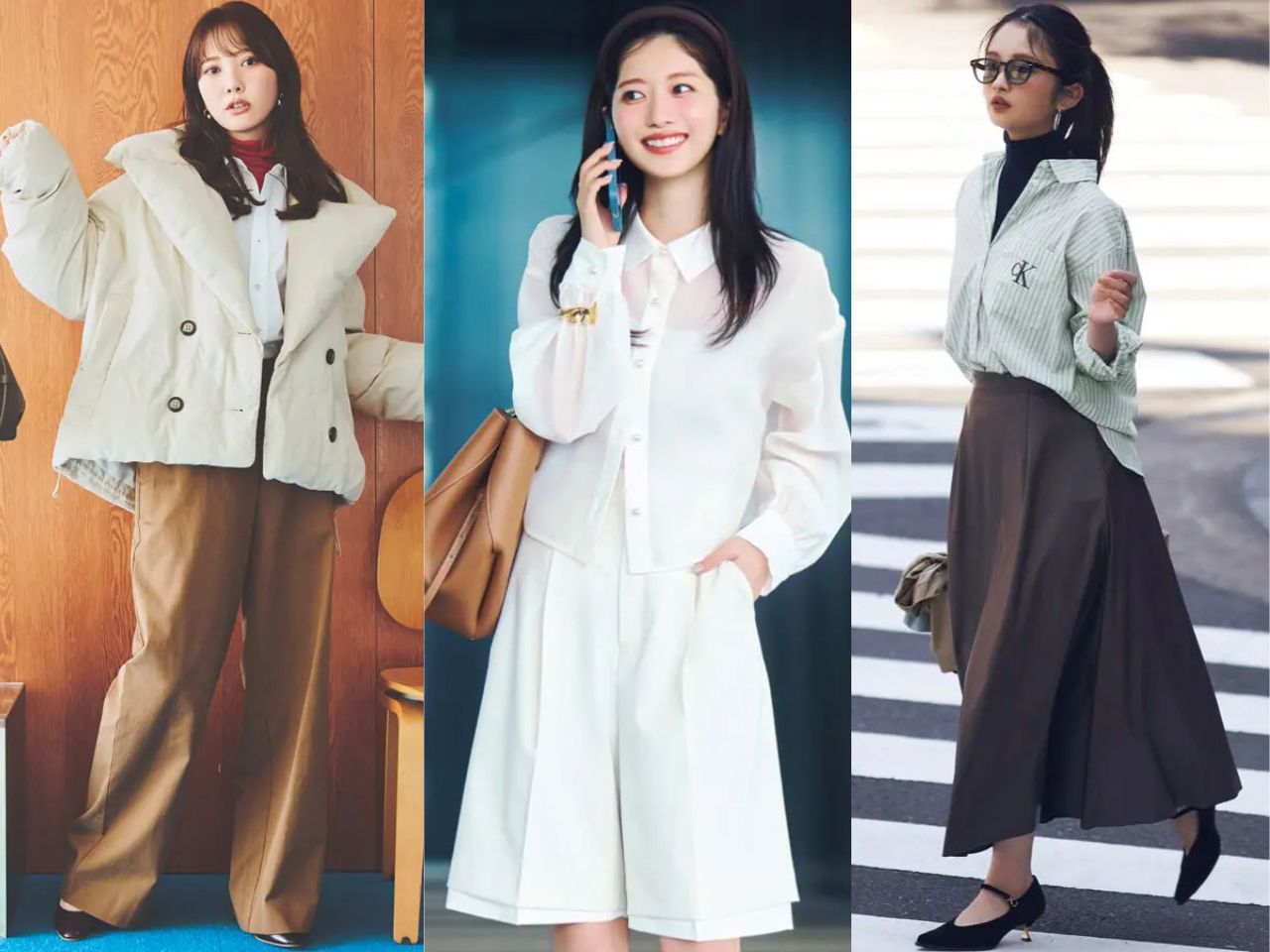白シャツのレディースコーデ