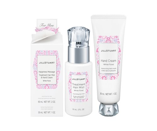 ジルスチュアート ハピネスメッセージ トリートメント ヘアミスト ＆ ハンドクリーム ホワイトフローラル　（ヘアミスト 60mL／ハンドクリーム 30g）限定1種 2,200円（税抜）