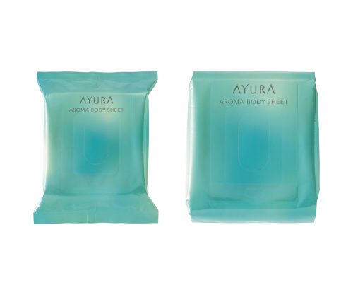 アユーラ　アロマボディシート 15枚入 750円、30枚入 1,300円（ともに税抜）