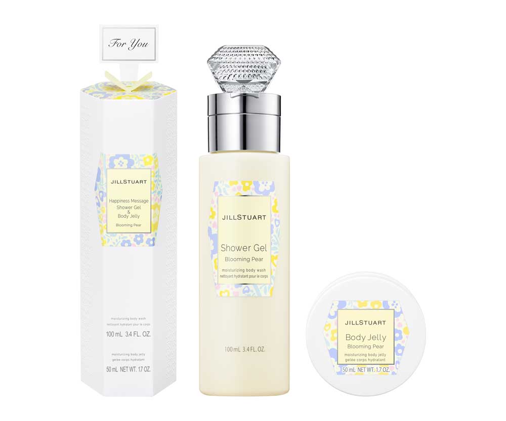 ジルスチュアート ハピネスメッセージ シャワージェル&ボディジェリー ブルーミングペアー (シャワージェル 100mL /ボディジェリー 50g) 2,000円(税抜)