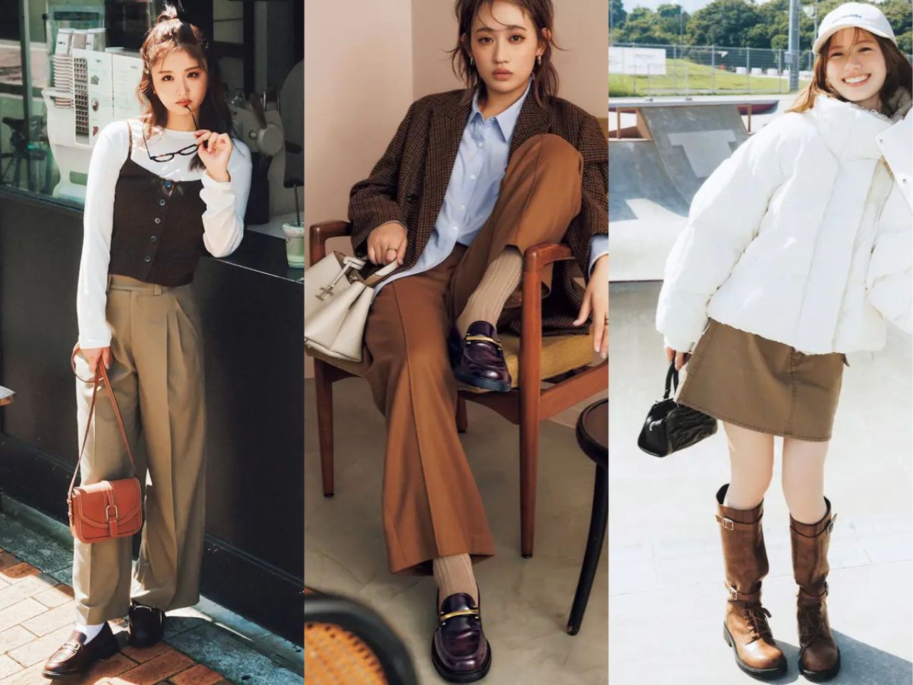 茶色の靴コーデ