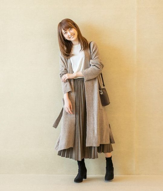センソユニコ イオコムイオ ニットコート ロングカーデ フード ミンク 44 UNIQLO名品④】U4,000円でGET♡春まで使えるロングニットコート