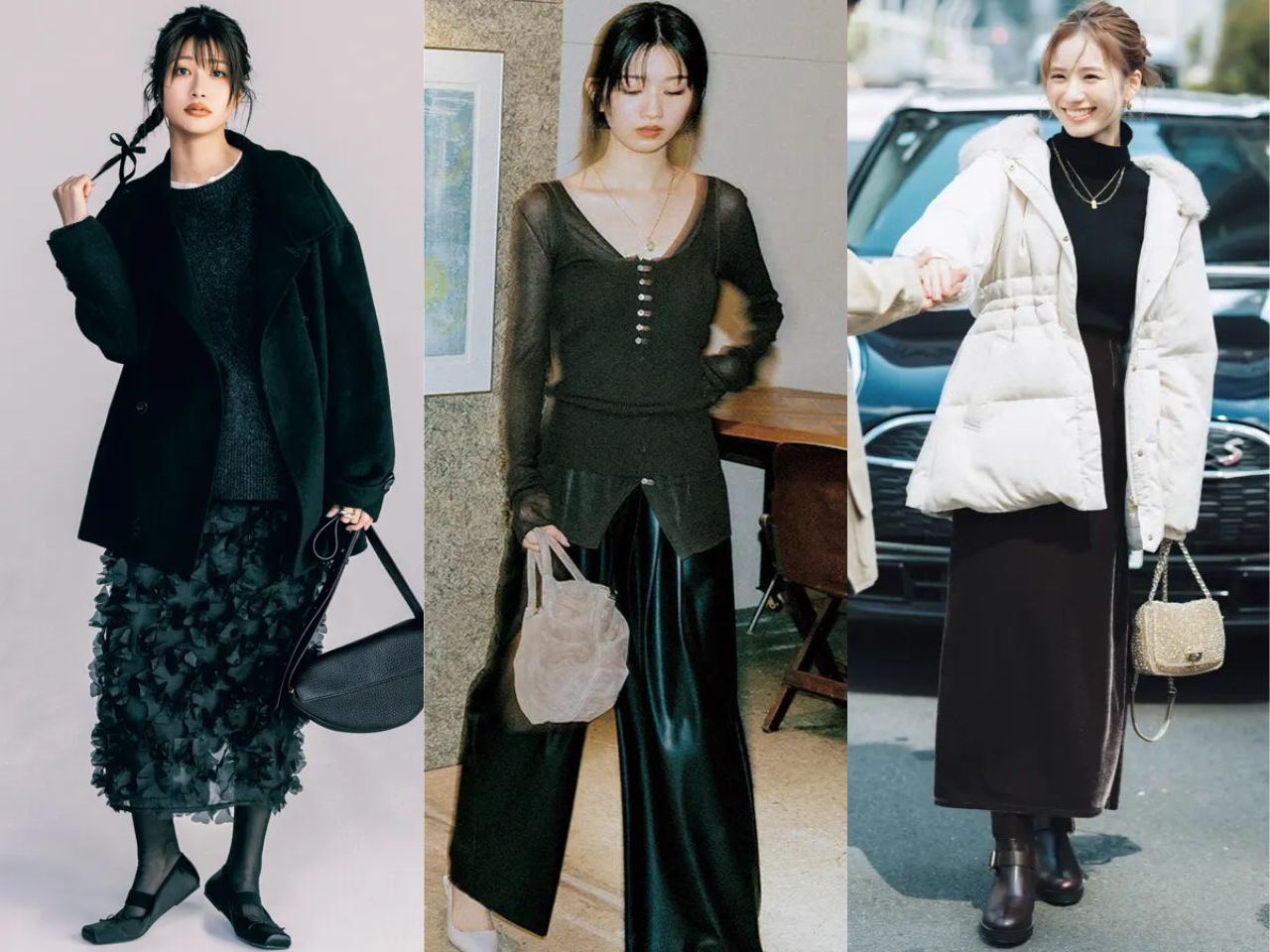 冬のレディース黒コーデ