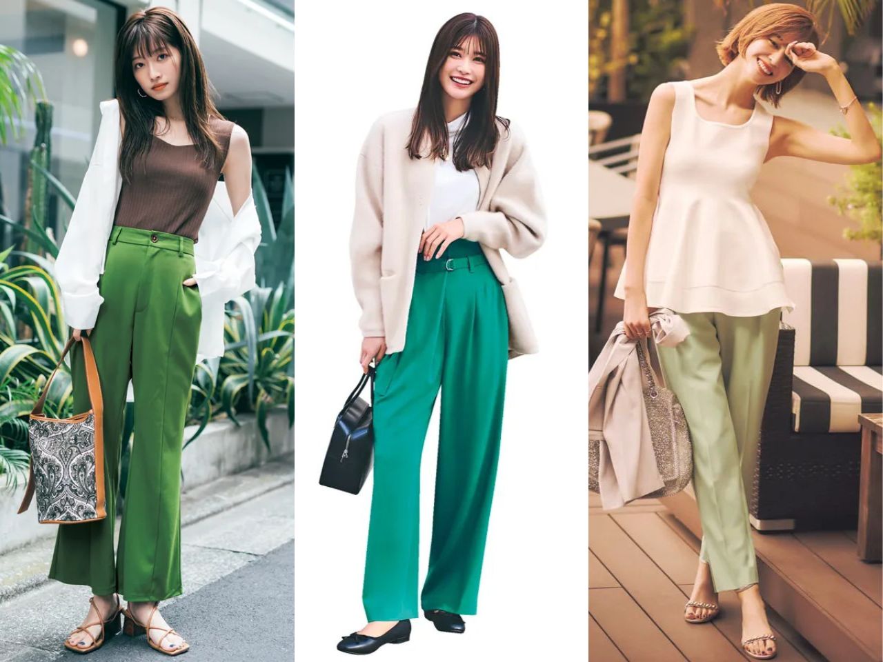グリーンパンツコーデ