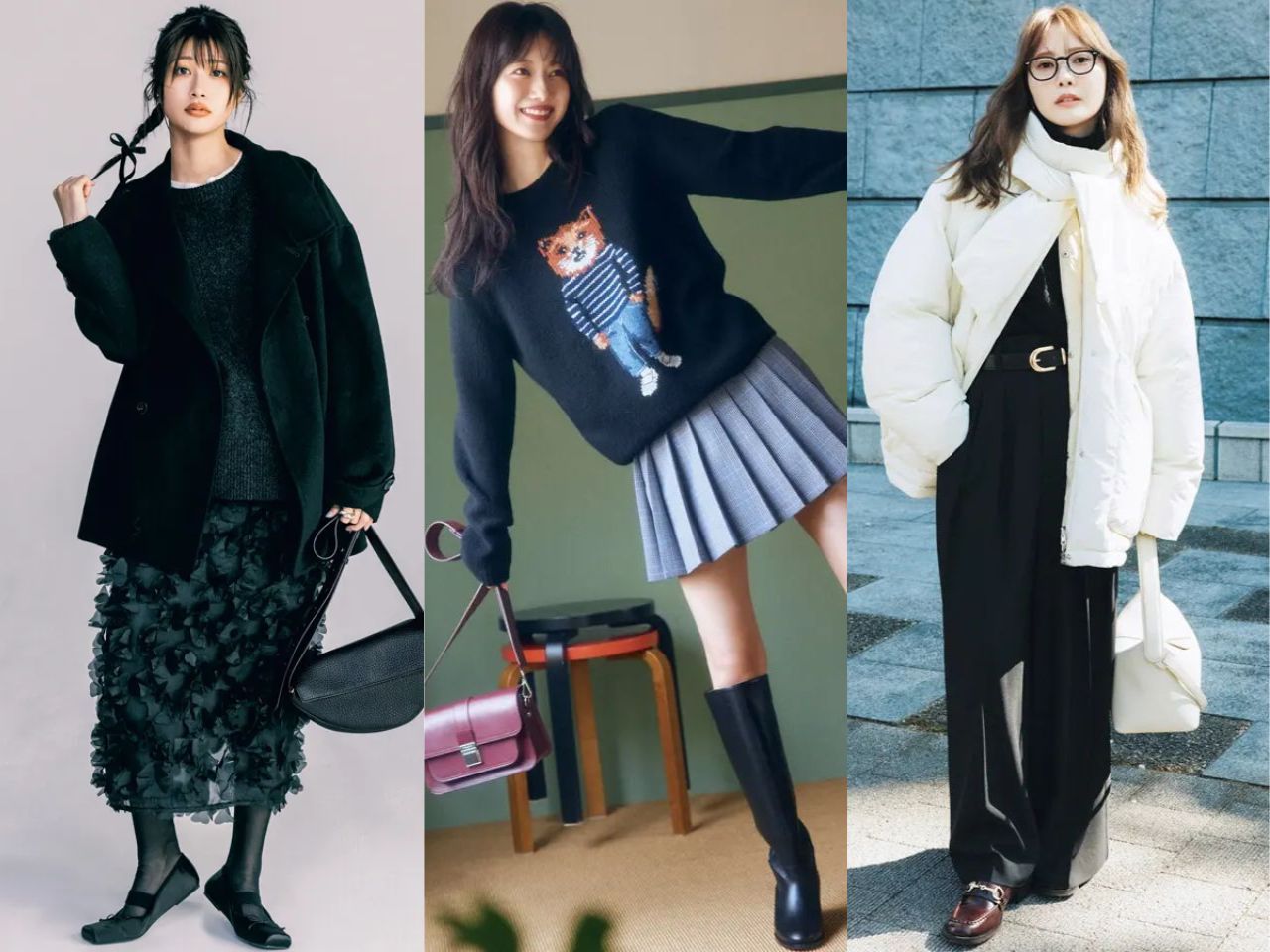 黒セーターのレディースコーデ