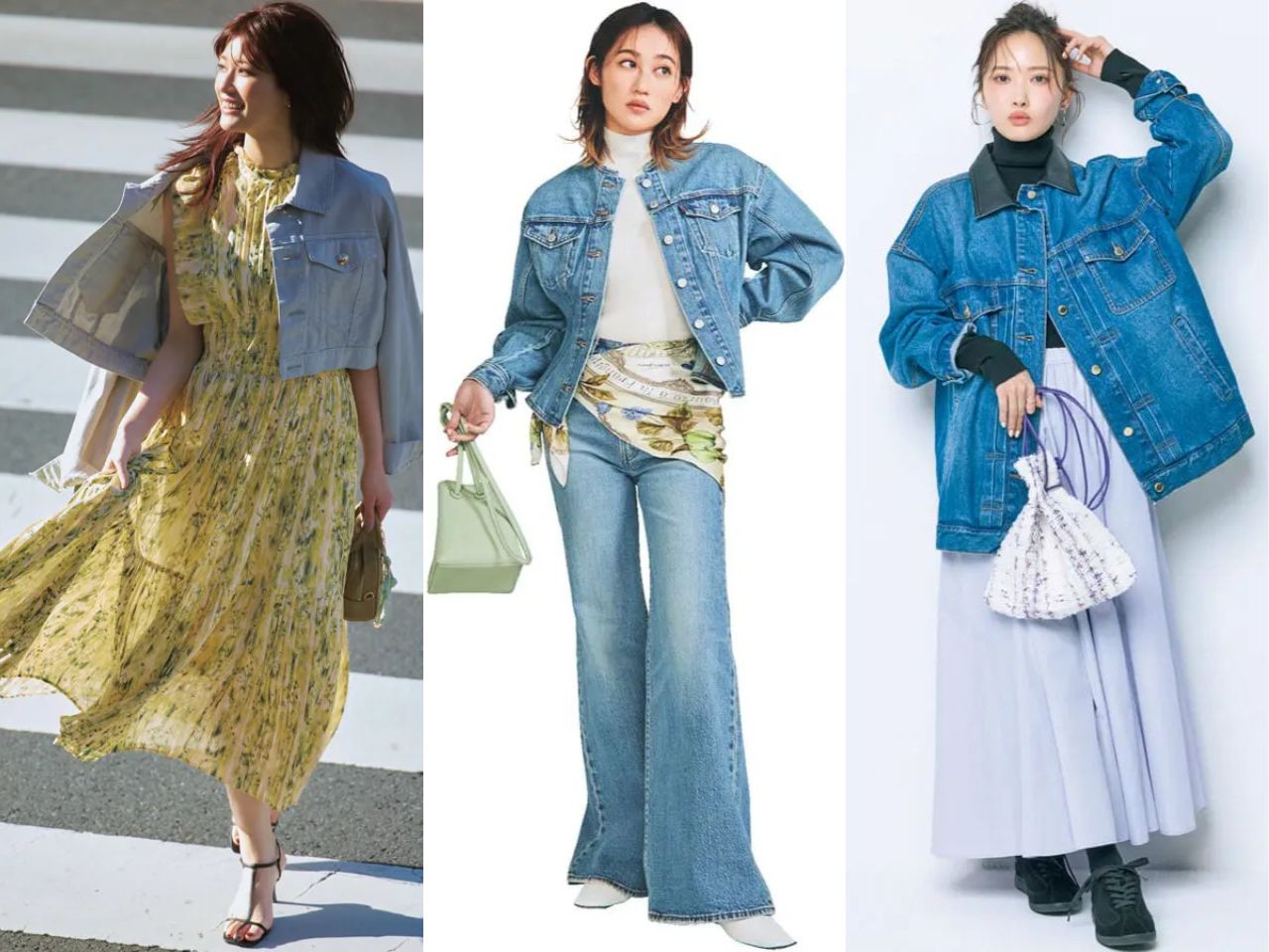 デニムジャケットのレディースコーデ