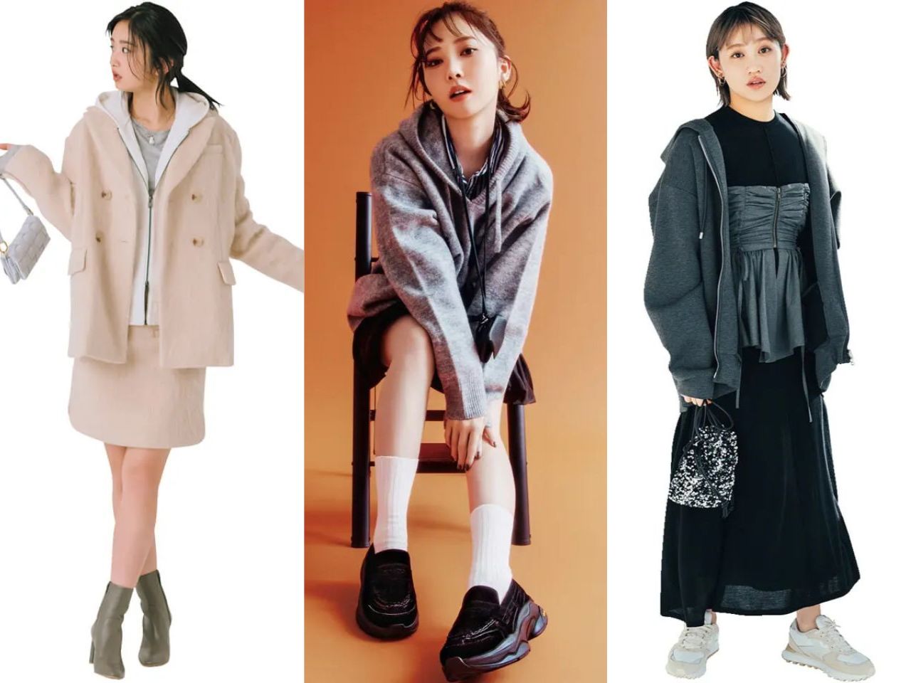 パーカーの重ね着