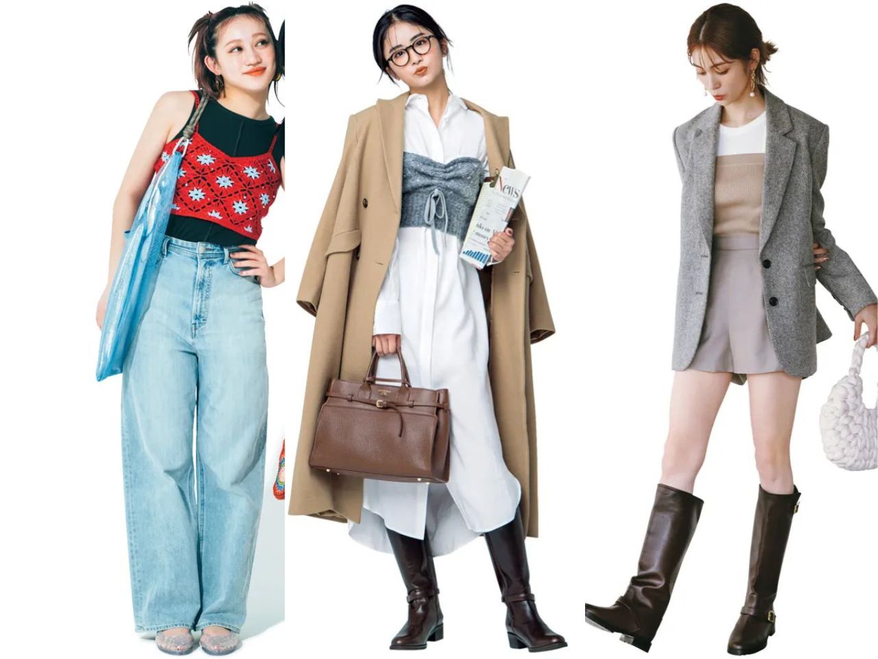 ニットビスチェコーデの女性