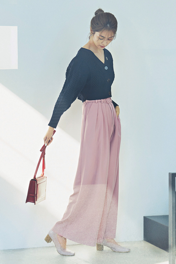 今っぽシルエットが簡単に叶う！ハイウエストワイドパンツ『Sherbet Pink』