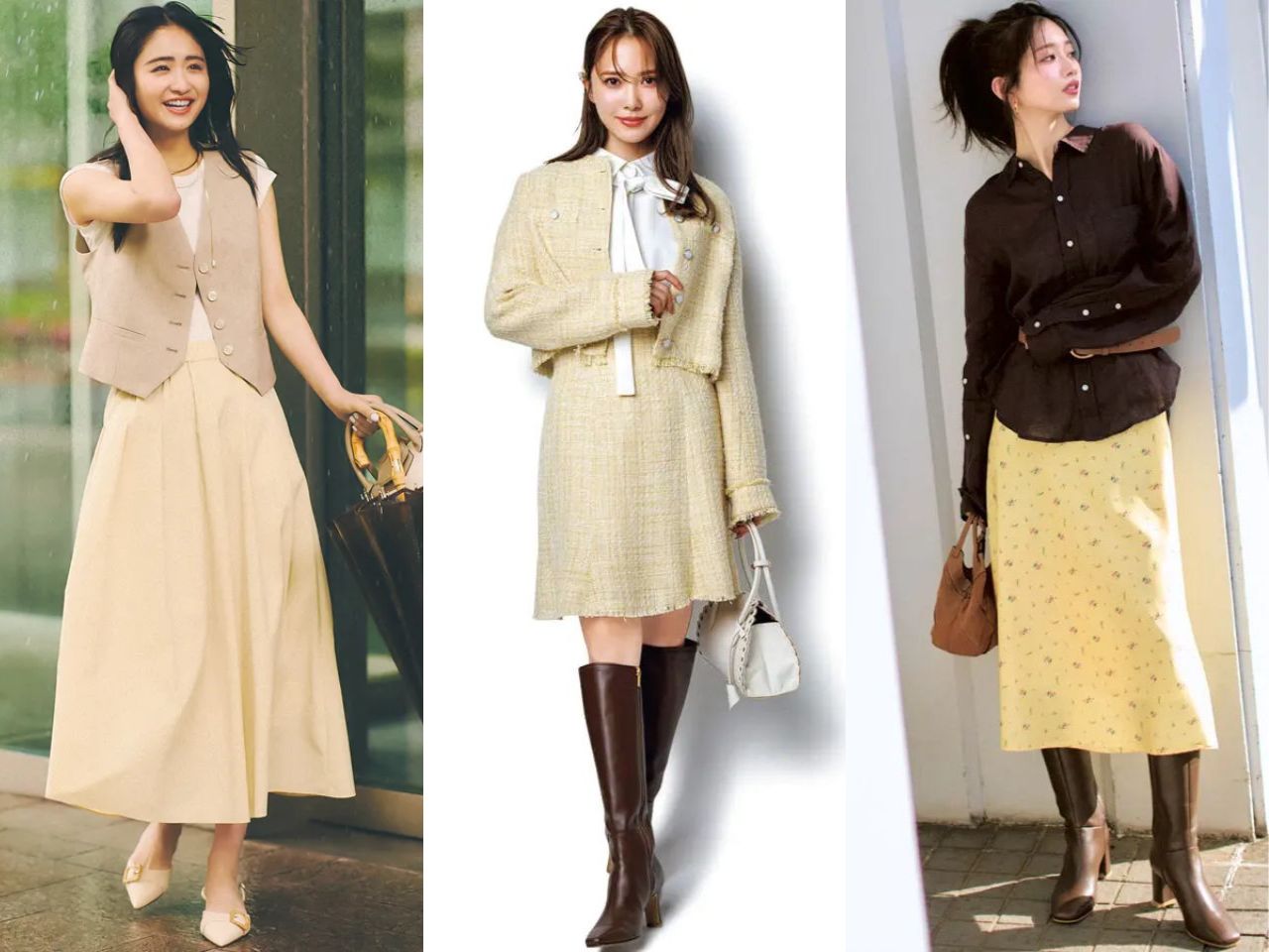 イエロースカートコーデ