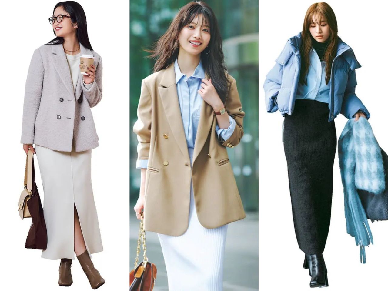 ニットタイトスカートのトレンドコーデ